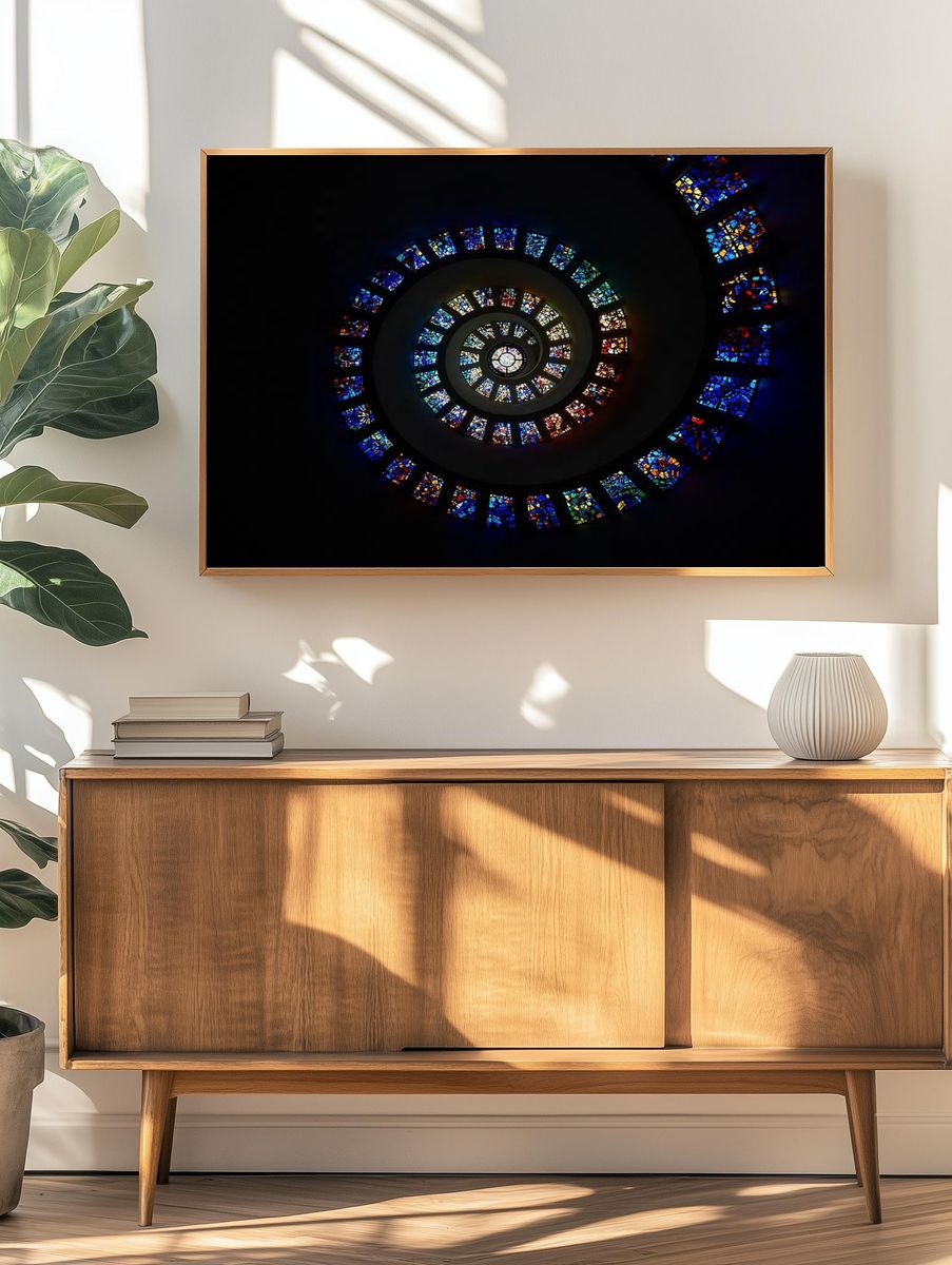 Spiral Stained Glass — Fine Art Print. — room view 3