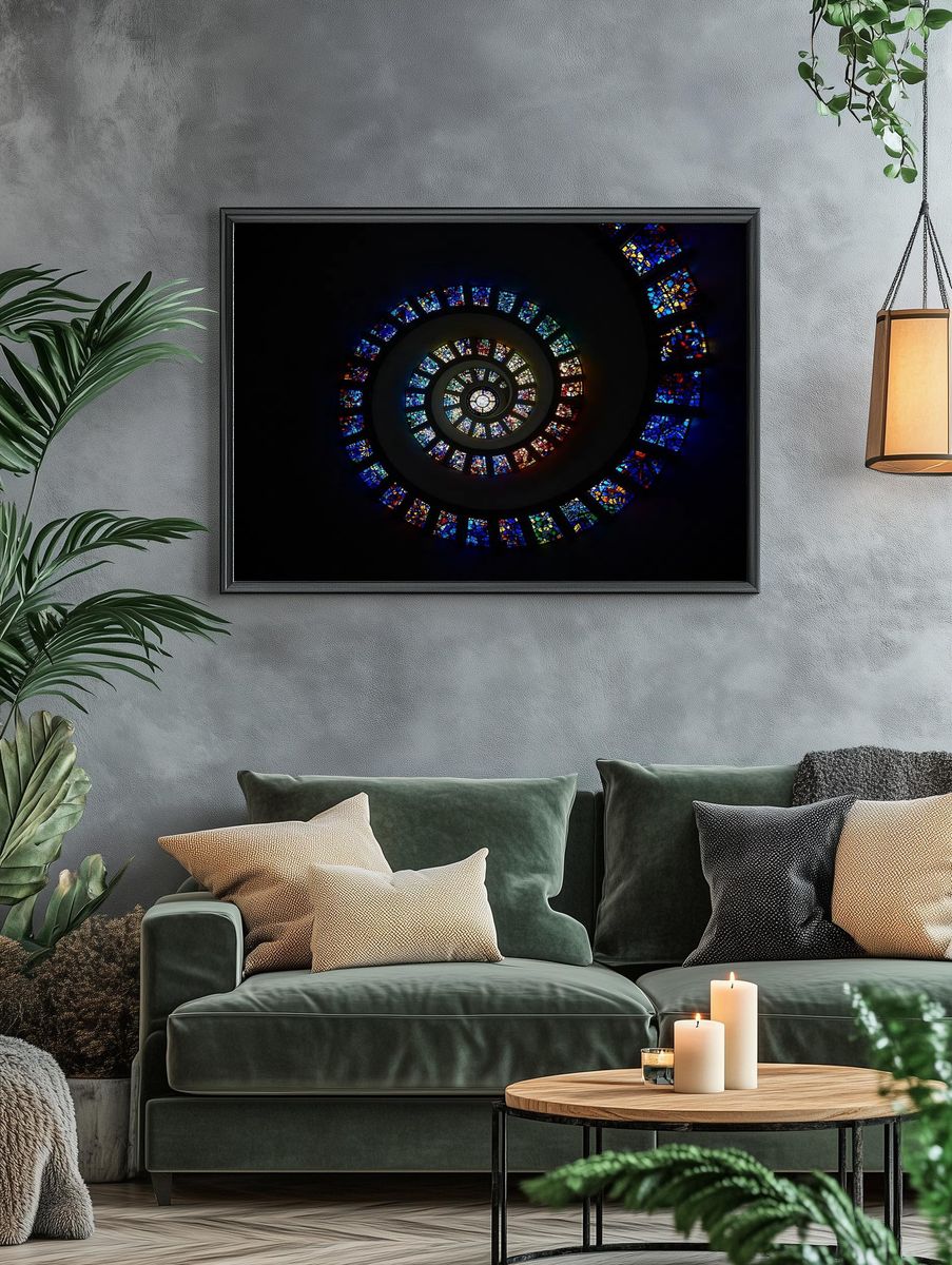Spiral Stained Glass — Fine Art Print. — room view 4