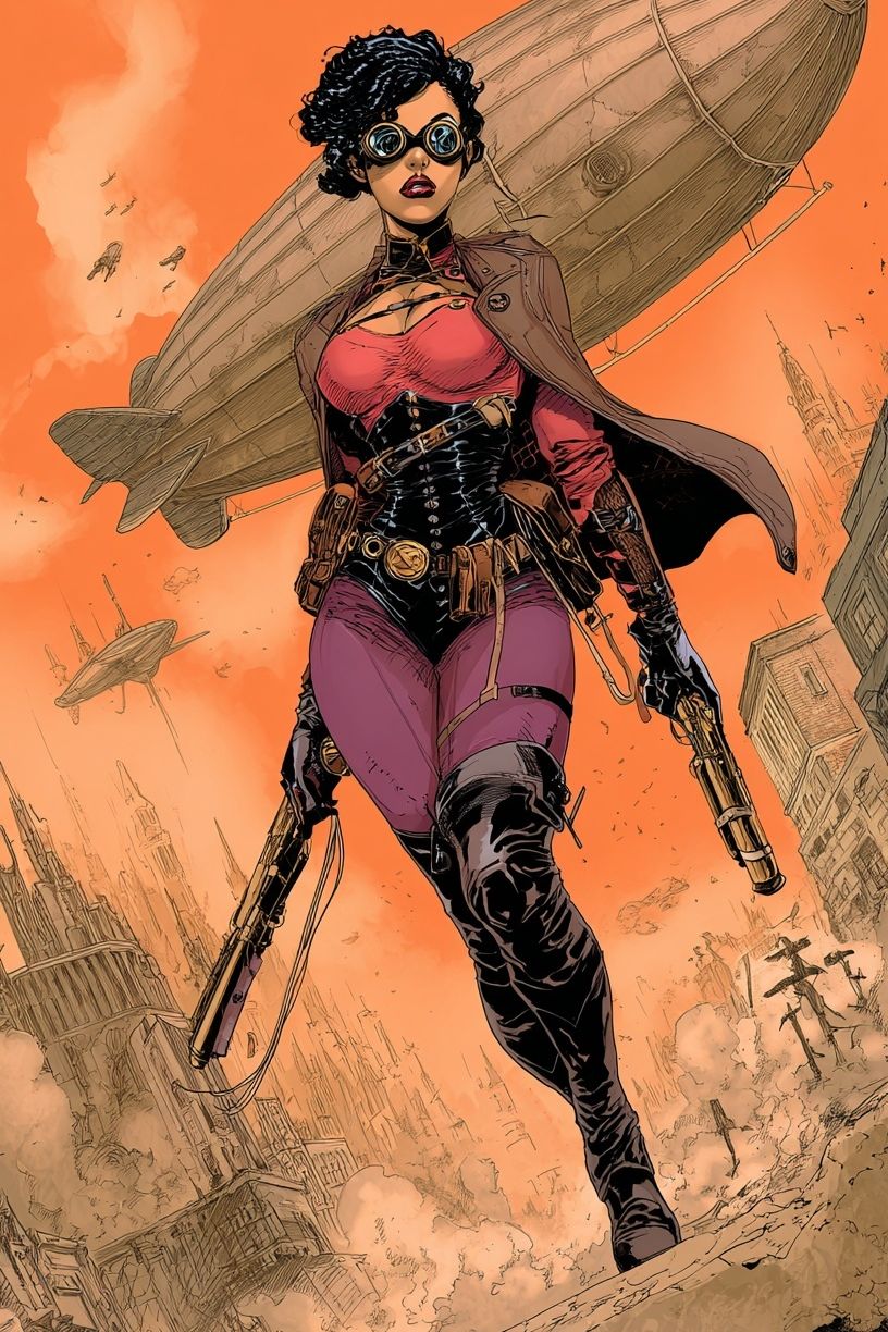 Steampunk Heroine — Illustration Print. poster — illustration art