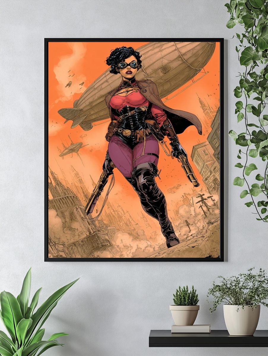 Steampunk Heroine — Illustration Print. — room view 4