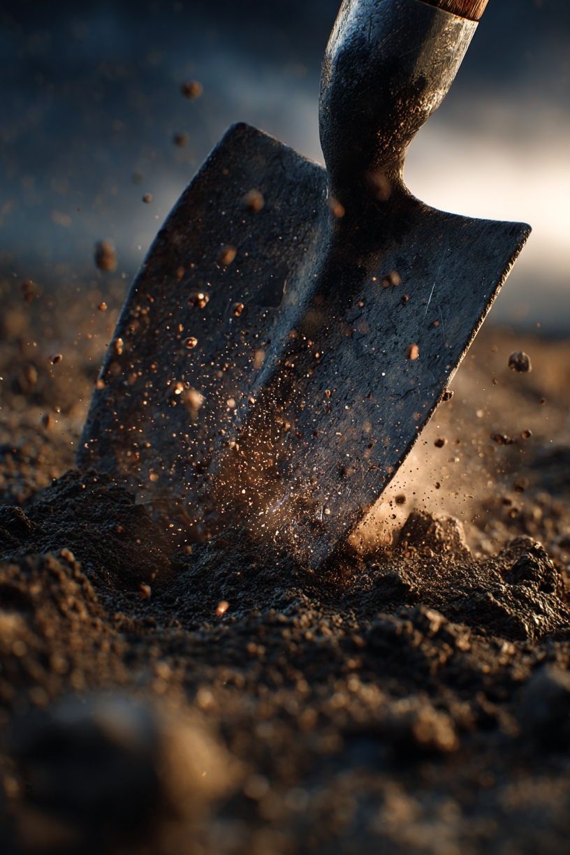 Shovel in Soil — Photography Print. poster — photography art