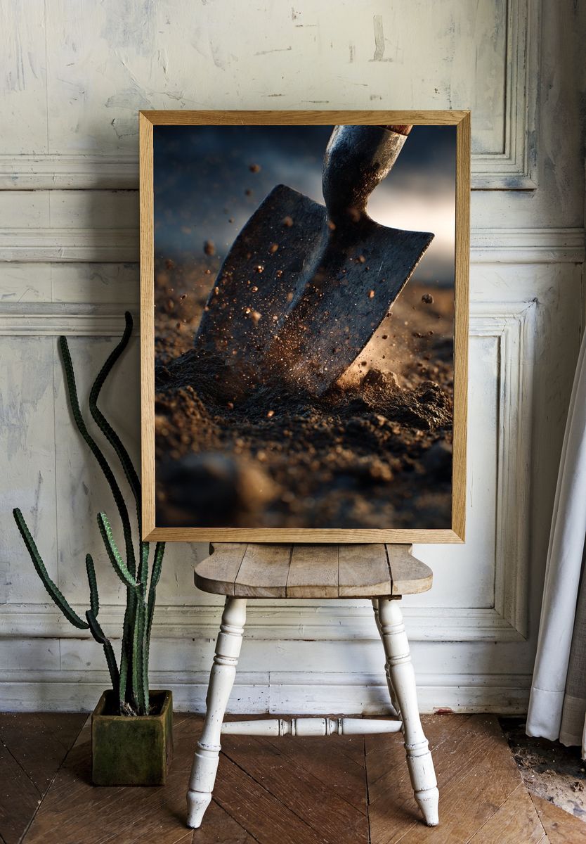 Shovel in Soil — Photography Print. — room view 1