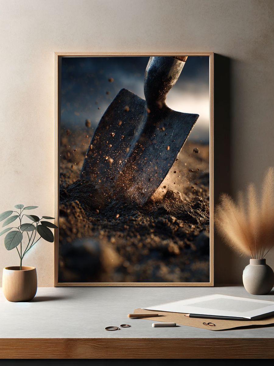 Shovel in Soil — Photography Print. — room view 2