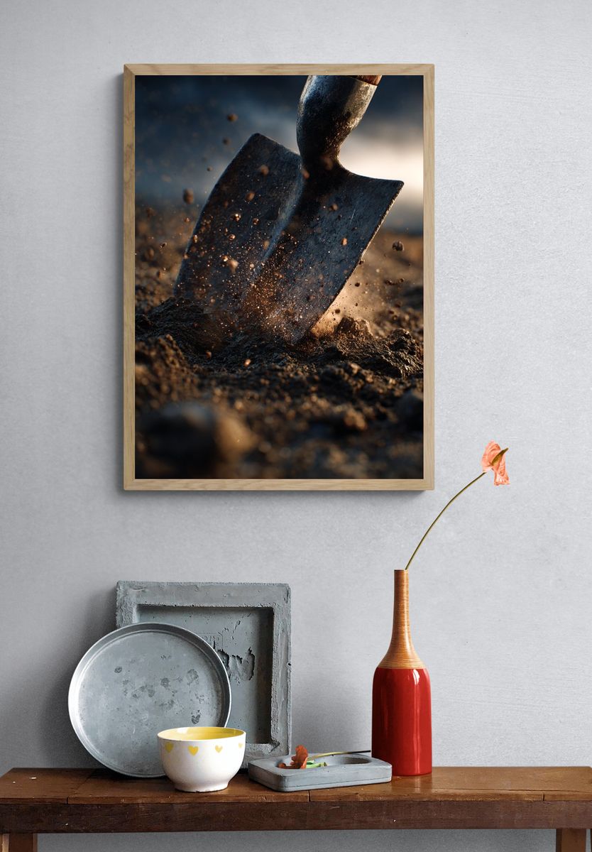 Shovel in Soil — Photography Print. — room view 3