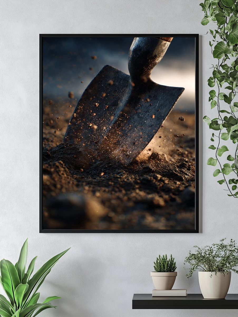 Shovel in Soil — Photography Print. — room view 4