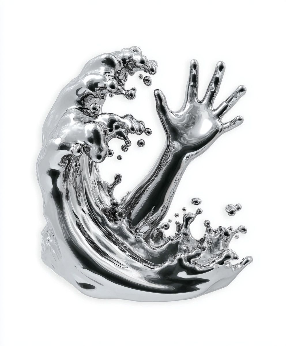 Silver Wave Hand Sculpture Poster. poster detail