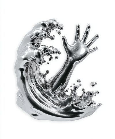 Silver Wave Hand Sculpture Poster. poster print