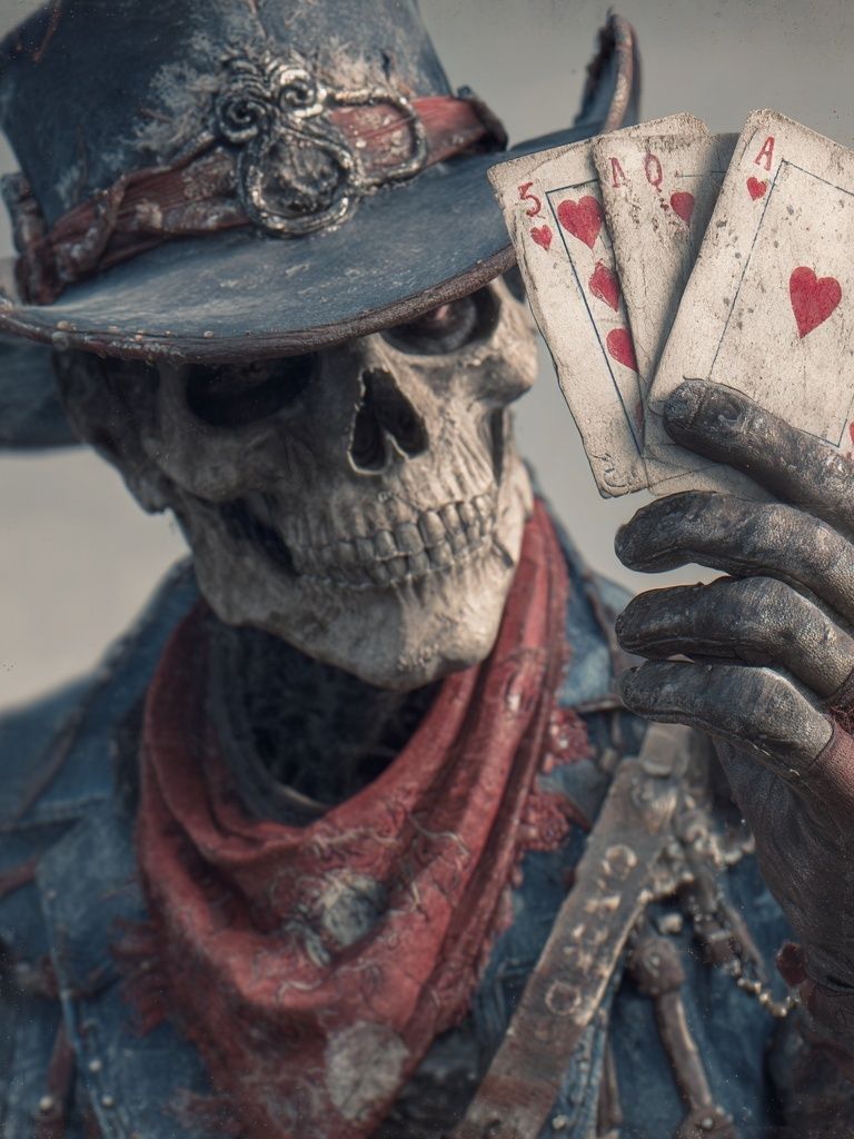 Skeleton Cowboy Playing Cards — Art Print. poster — fine-art art