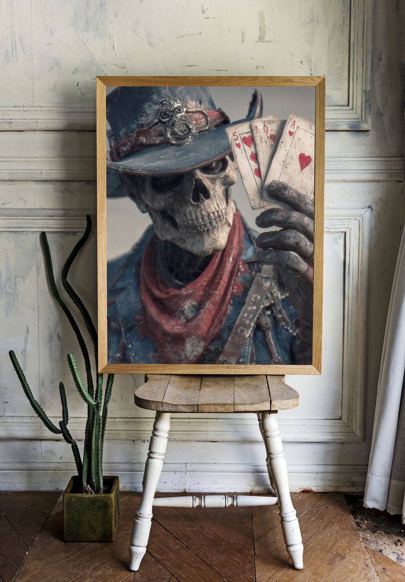 Skeleton Cowboy Playing Cards — Art Print. — room view 1