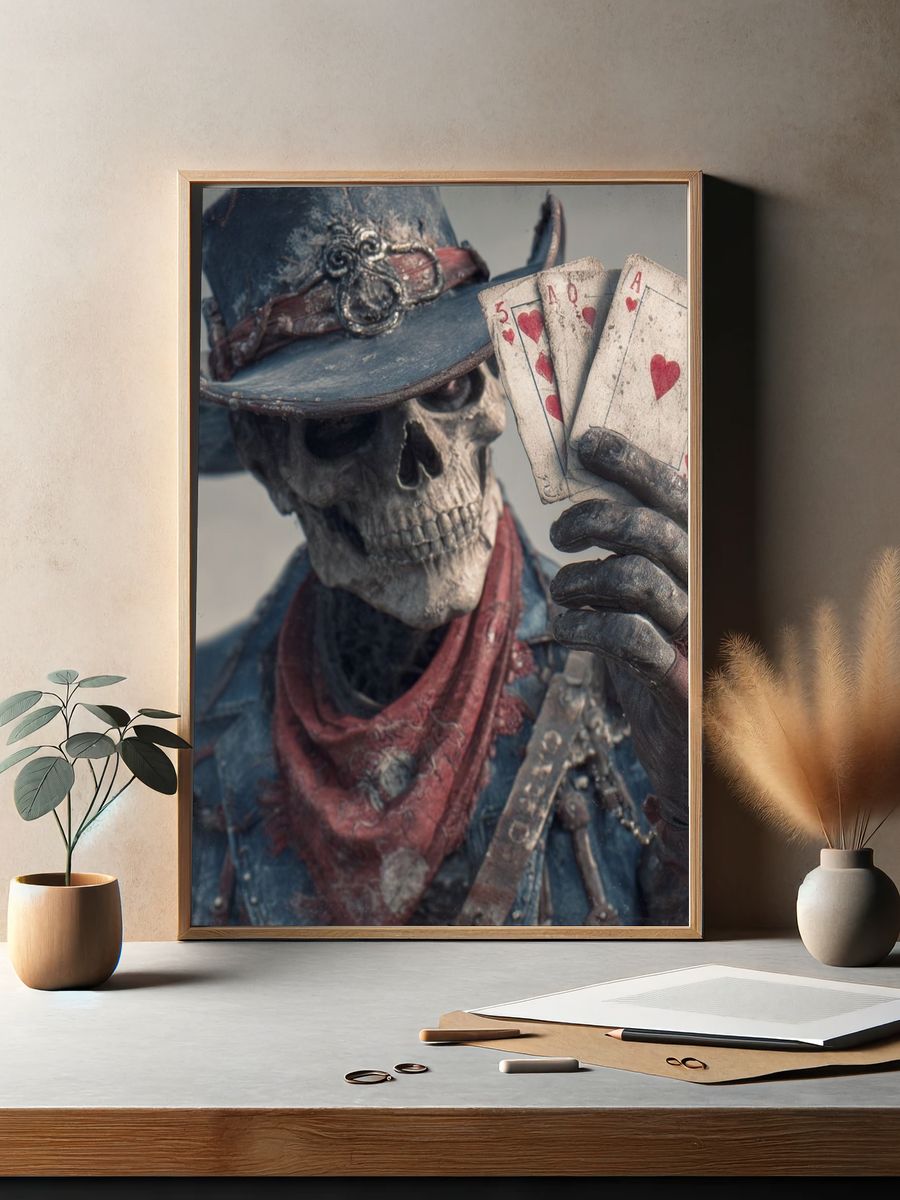 Skeleton Cowboy Playing Cards — Art Print. — room view 2