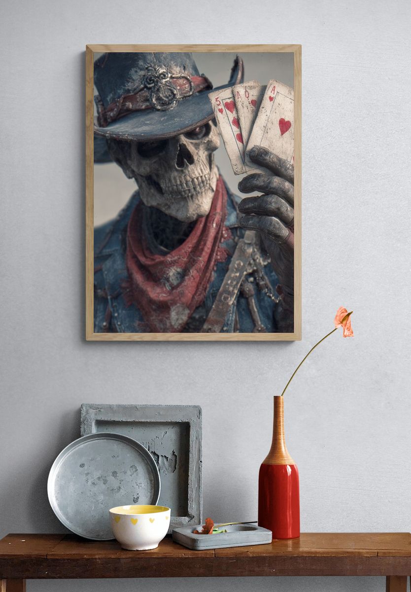 Skeleton Cowboy Playing Cards — Art Print. — room view 3