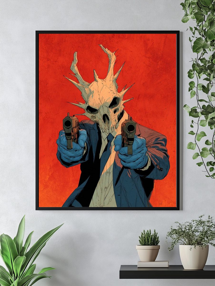 Skull Masked Gunman — Illustration Print. — room view 4