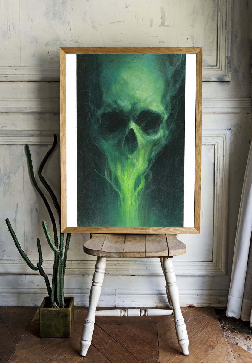 Eerie Skull — Surrealism Print. — room view 1