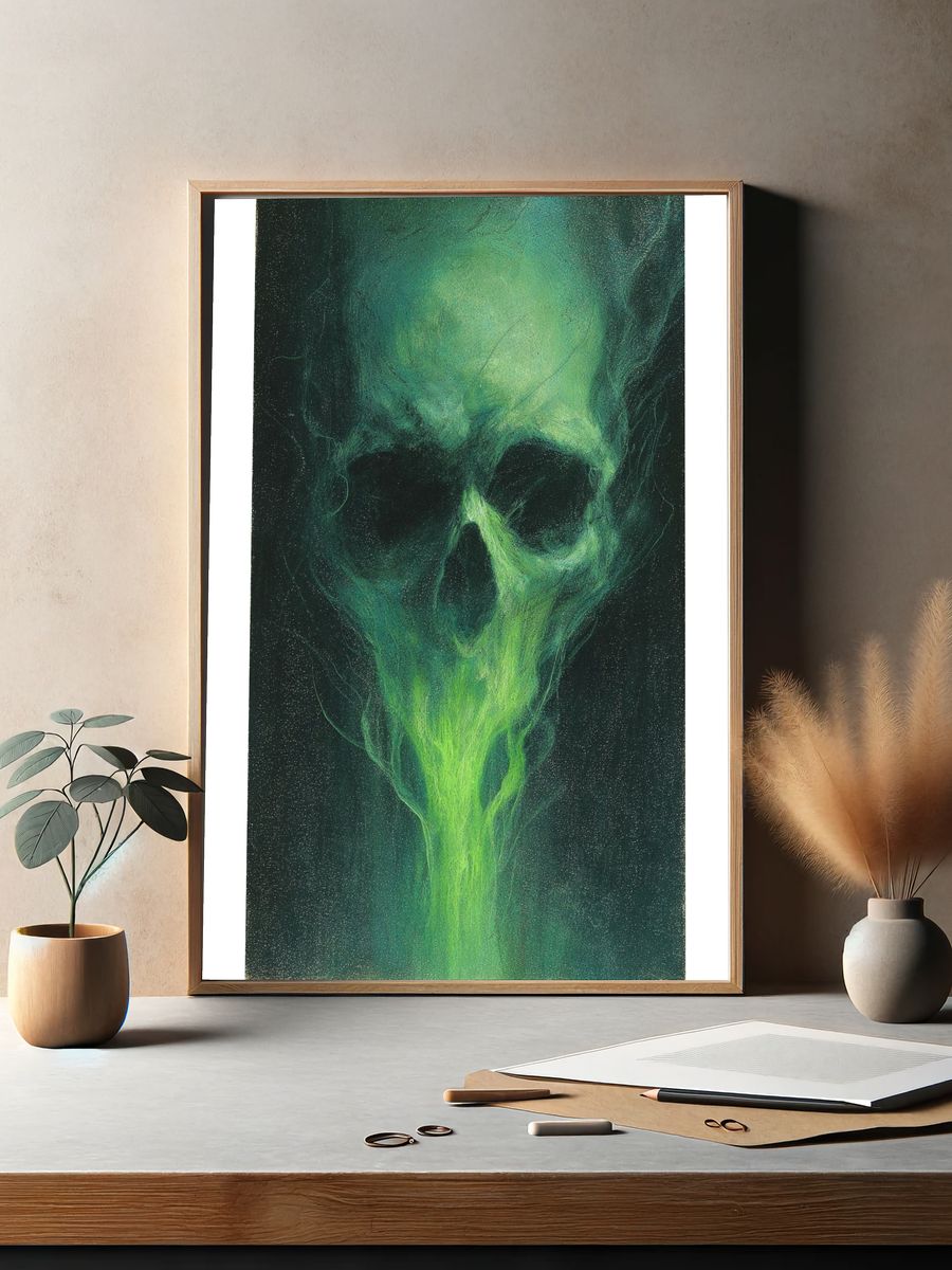 Eerie Skull — Surrealism Print. — room view 2