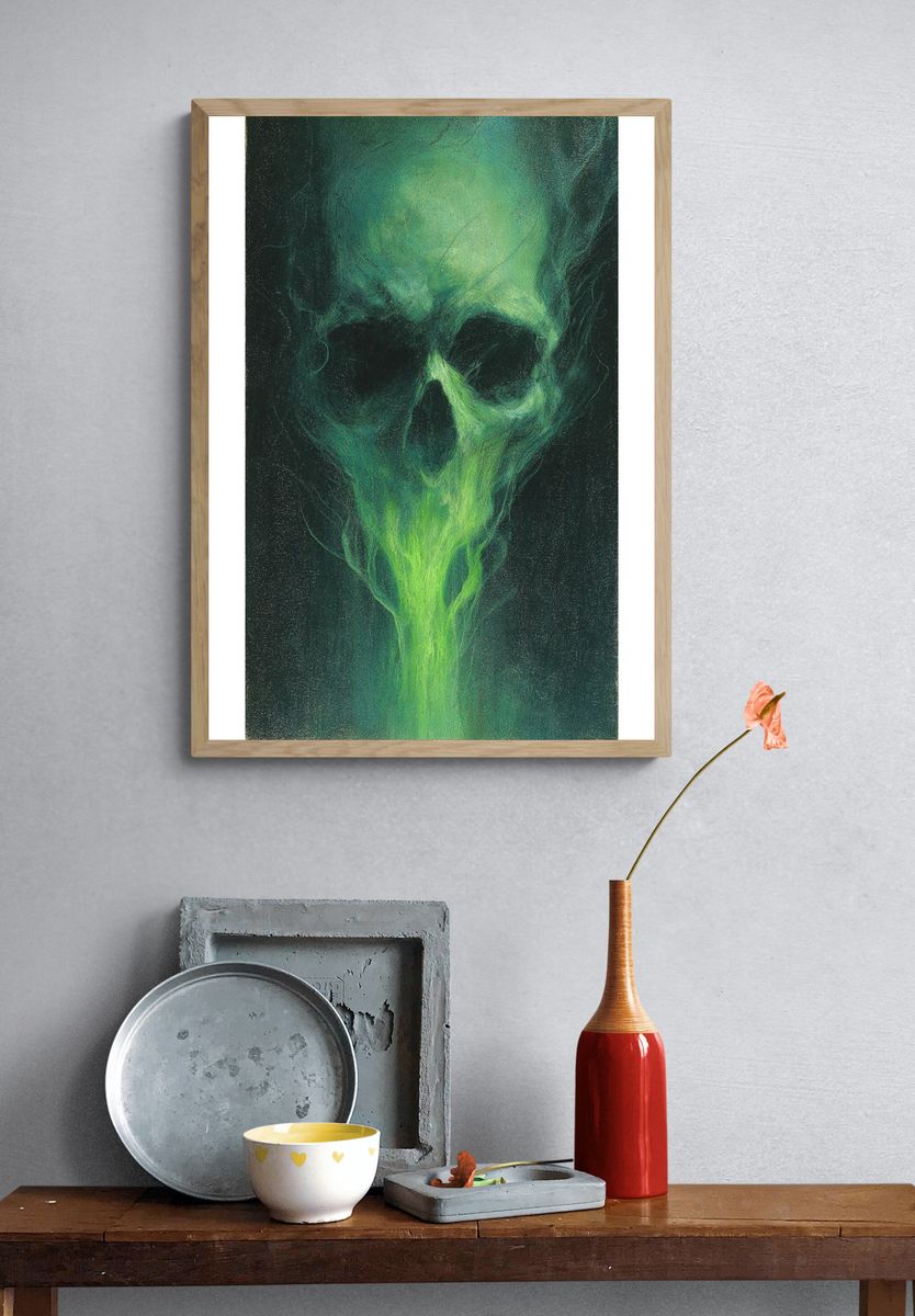 Eerie Skull — Surrealism Print. — room view 3