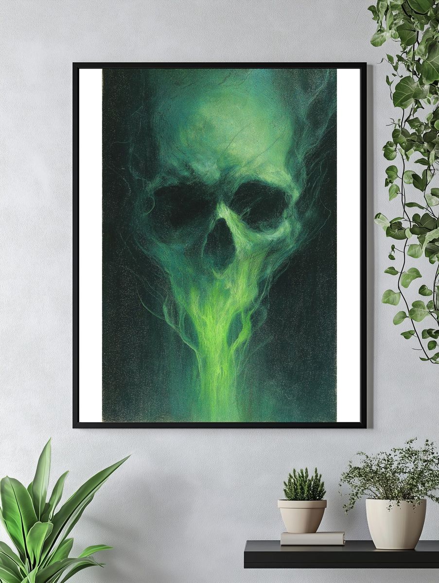 Eerie Skull — Surrealism Print. — room view 4