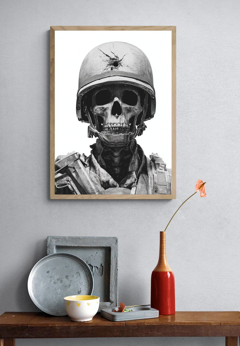 Soldier Skull — Fine Art Print. — room view 3