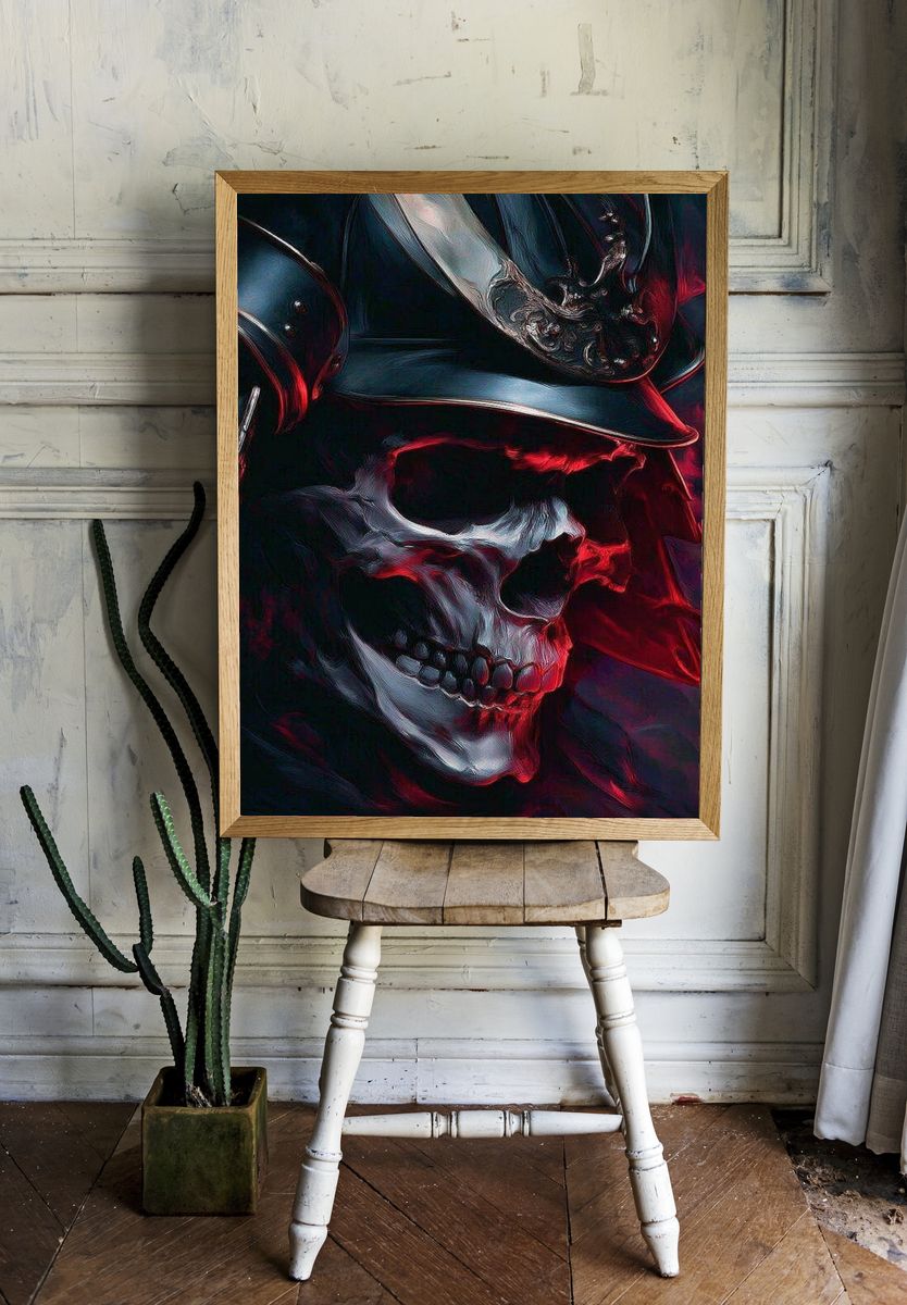 Samurai Skull — Digital Art Print. — room view 1