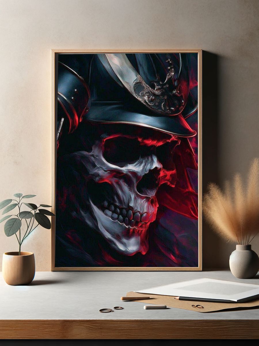 Samurai Skull — Digital Art Print. — room view 2