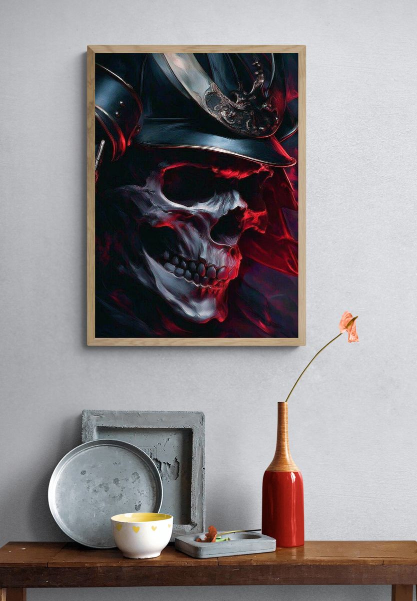 Samurai Skull — Digital Art Print. — room view 3