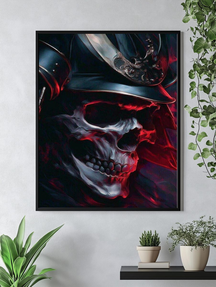 Samurai Skull — Digital Art Print. — room view 4