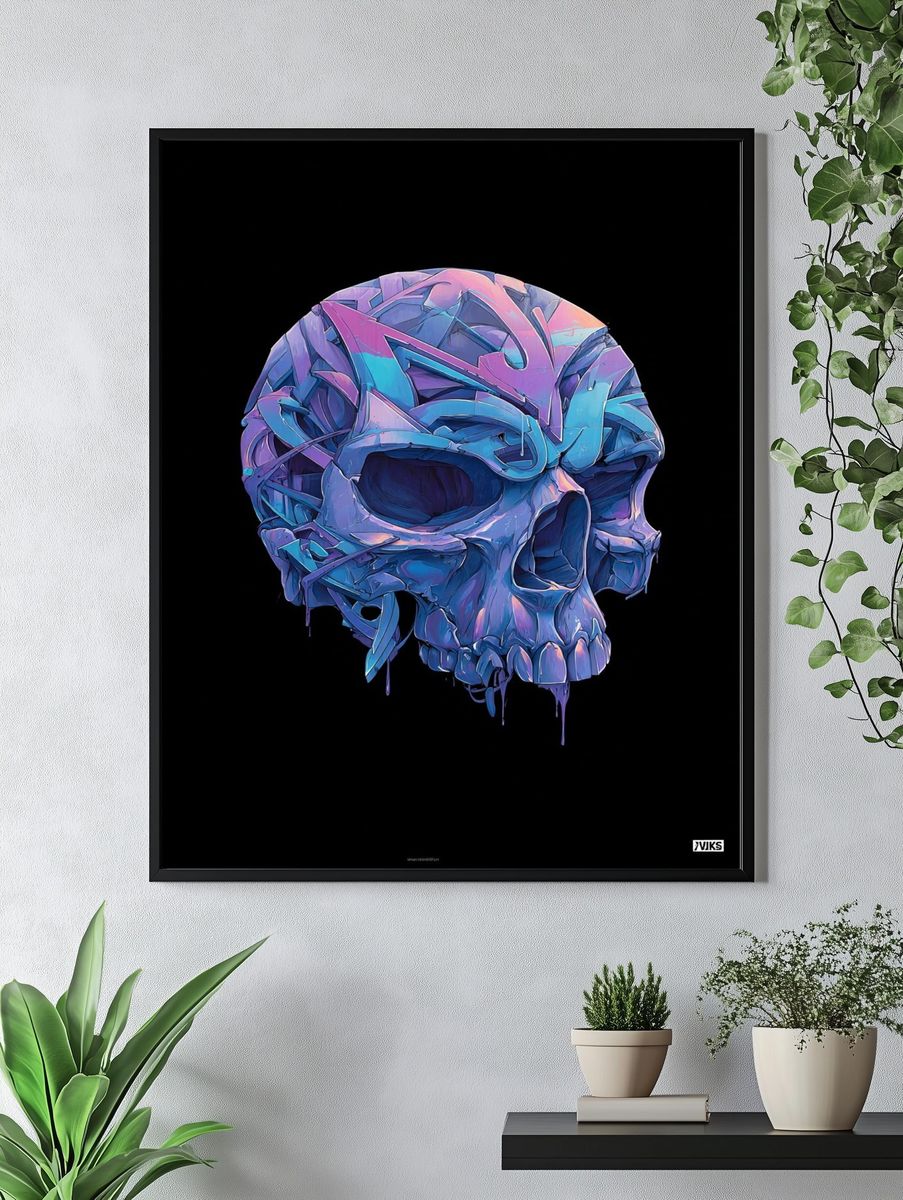 Colorful Skull — Digital Art Print. — room view 4