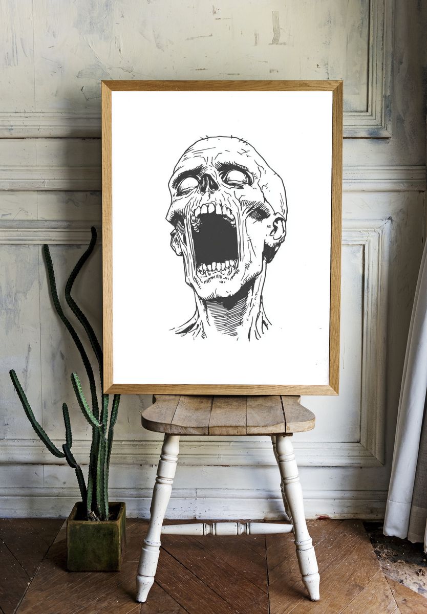 Screaming Skull — Illustration Print. — room view 1
