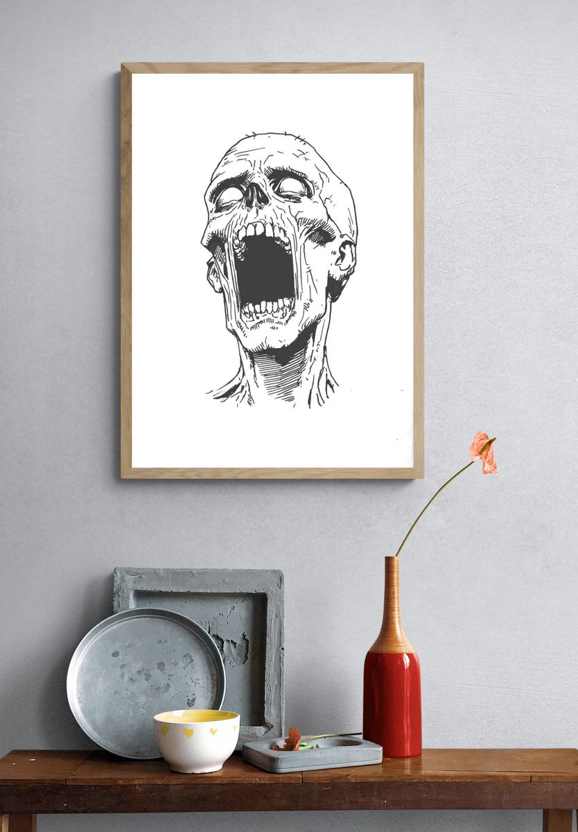 Screaming Skull — Illustration Print. — room view 3