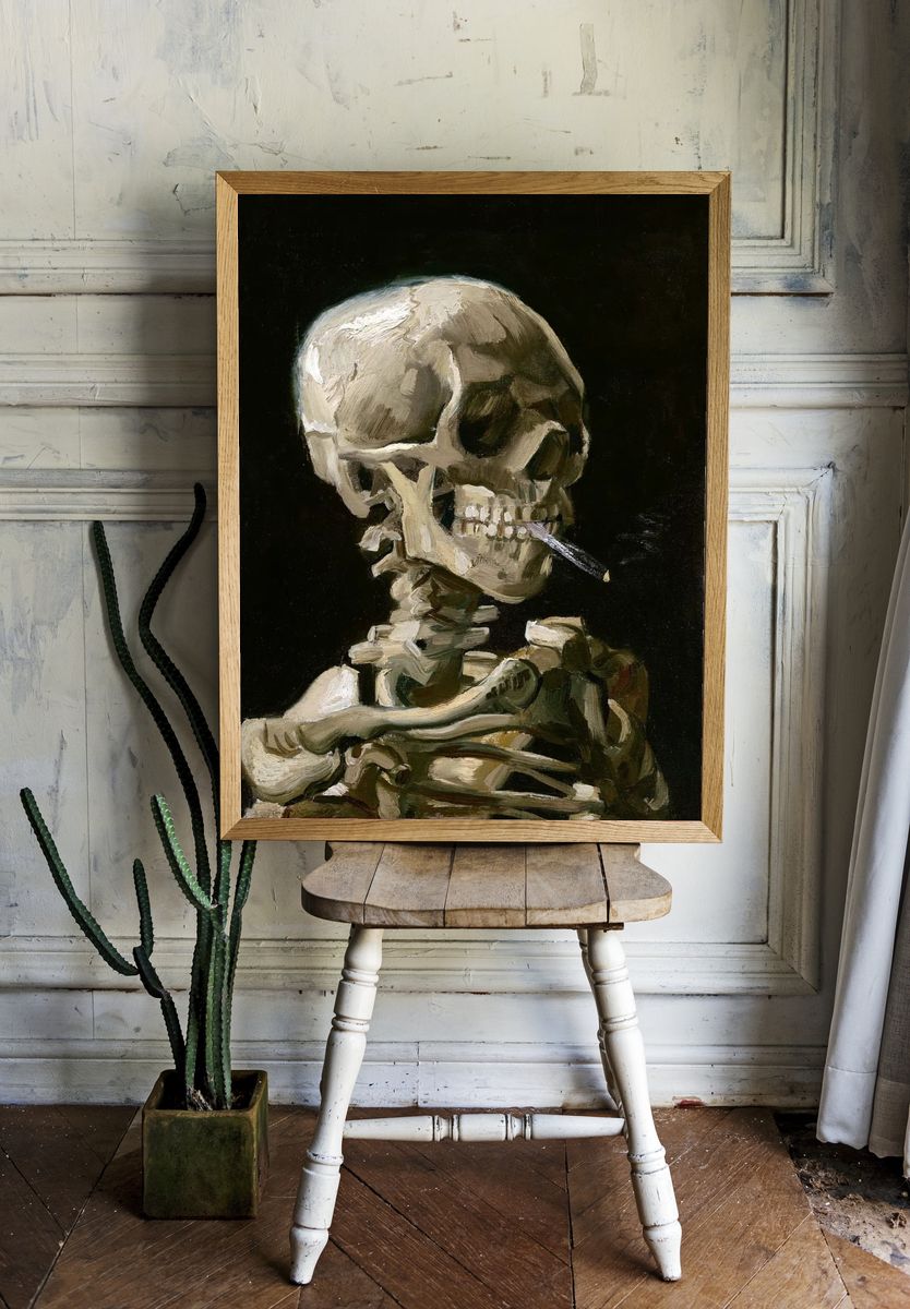 Smoking Skeleton — Fine Art Print. — room view 1
