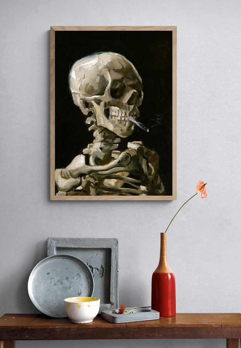 Smoking Skeleton — Fine Art Print. — room view 3
