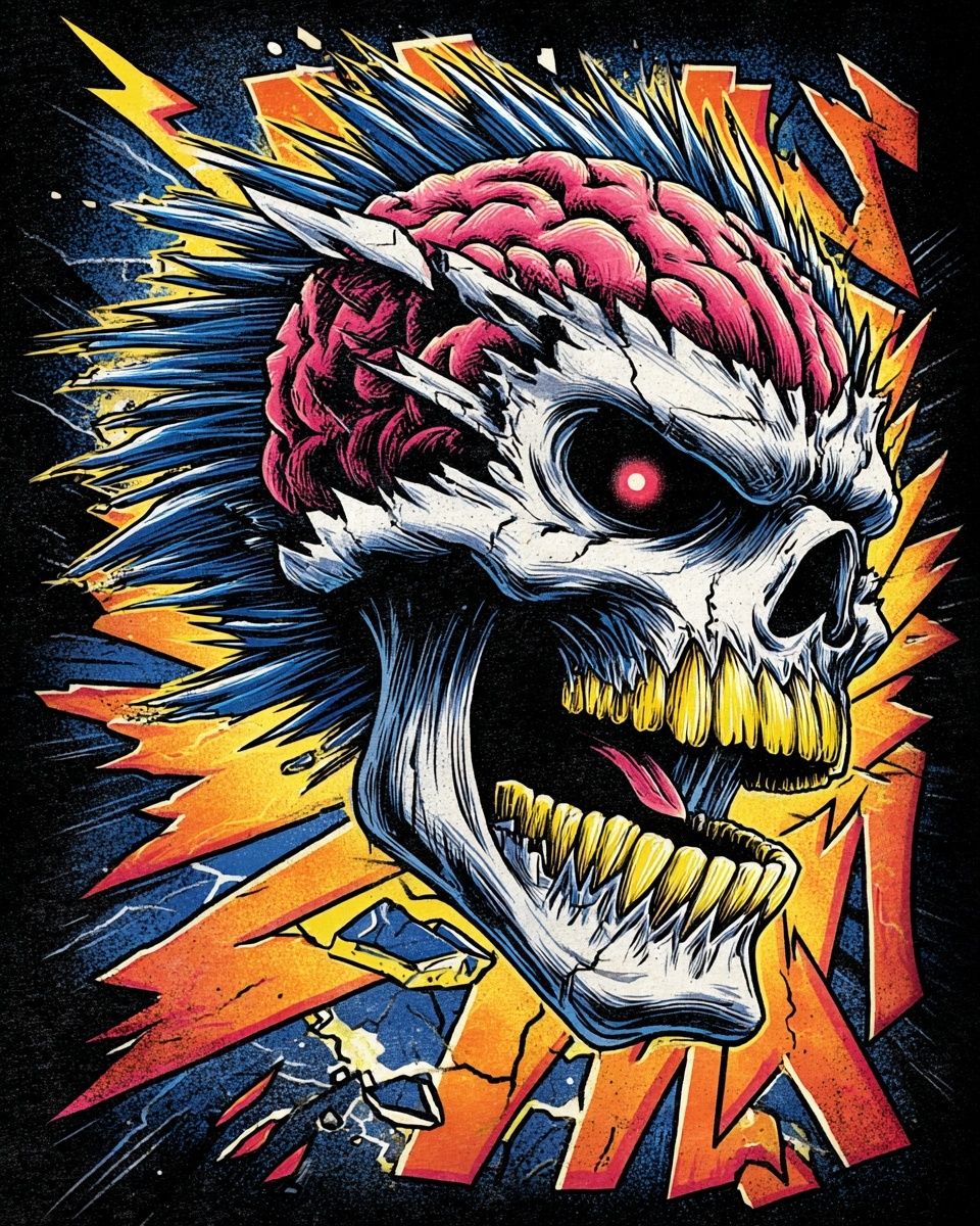 Skull with Brain — Graphic Print. poster detail