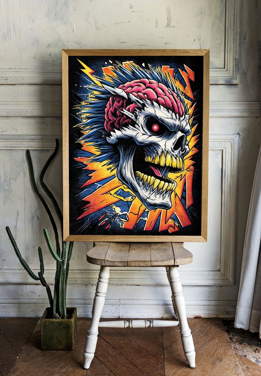Skull with Brain — Graphic Print. — room view 1