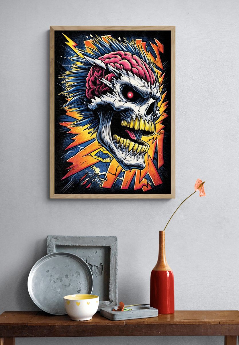 Skull with Brain — Graphic Print. — room view 3