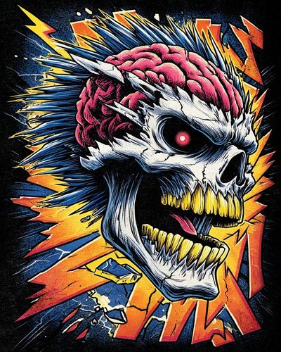 Skull with Brain — Graphic Print. poster