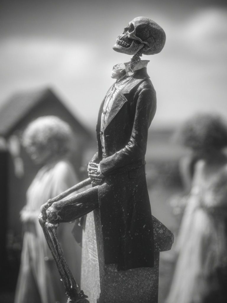 Skeleton Figure Black-White Print. poster — photography art