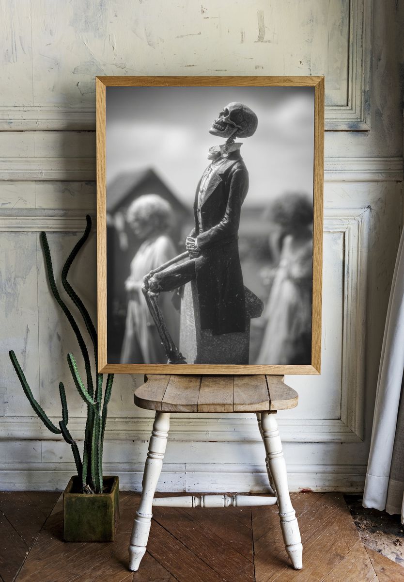 Skeleton Figure Black-White Print. — room view 1