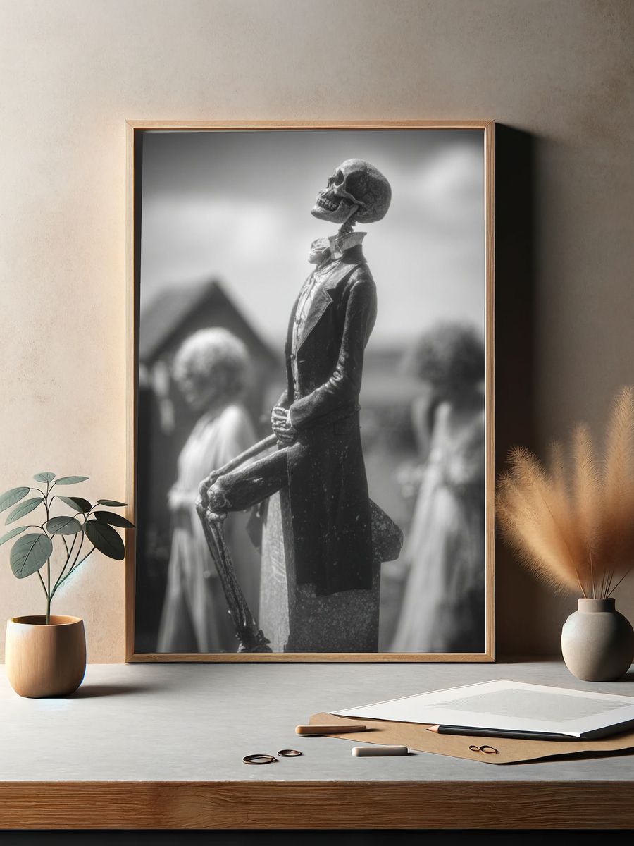 Skeleton Figure Black-White Print. — room view 2