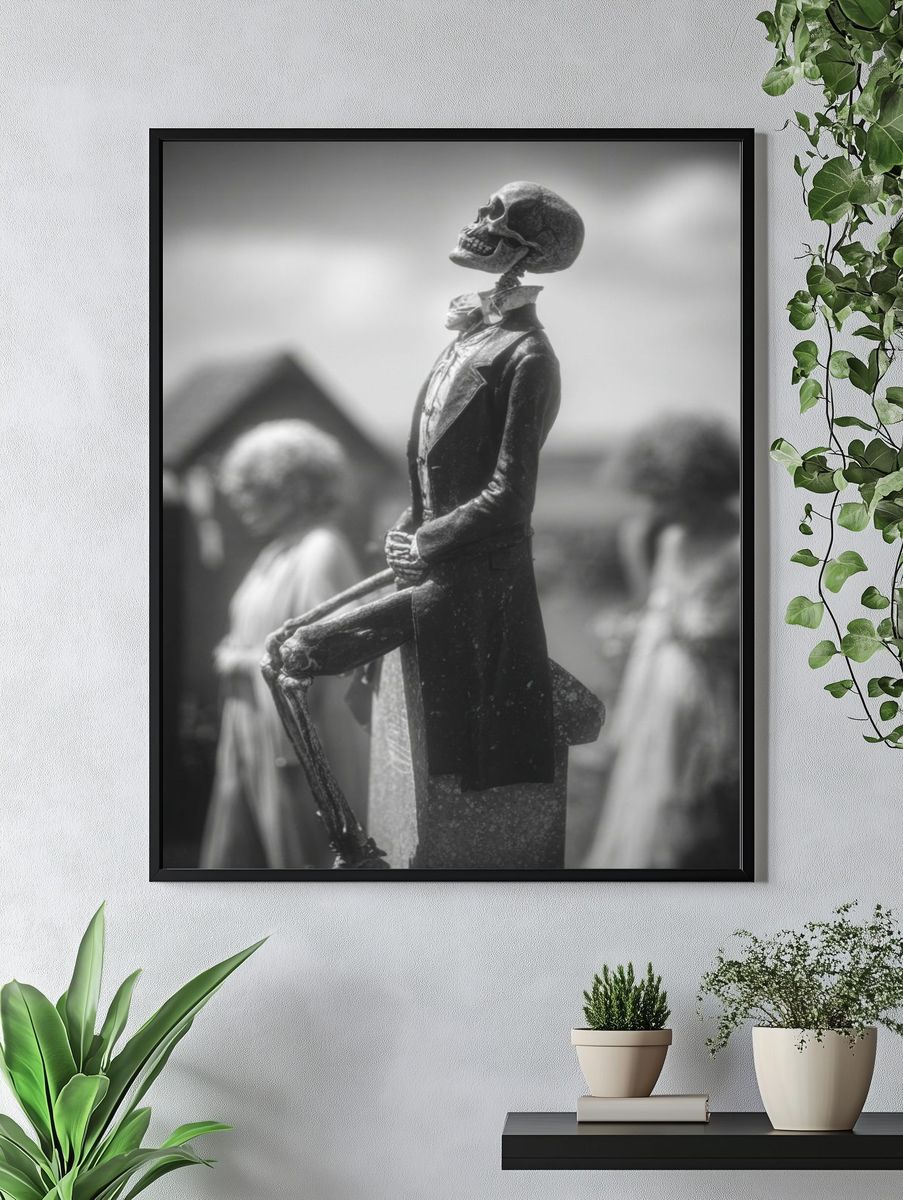 Skeleton Figure Black-White Print. — room view 4