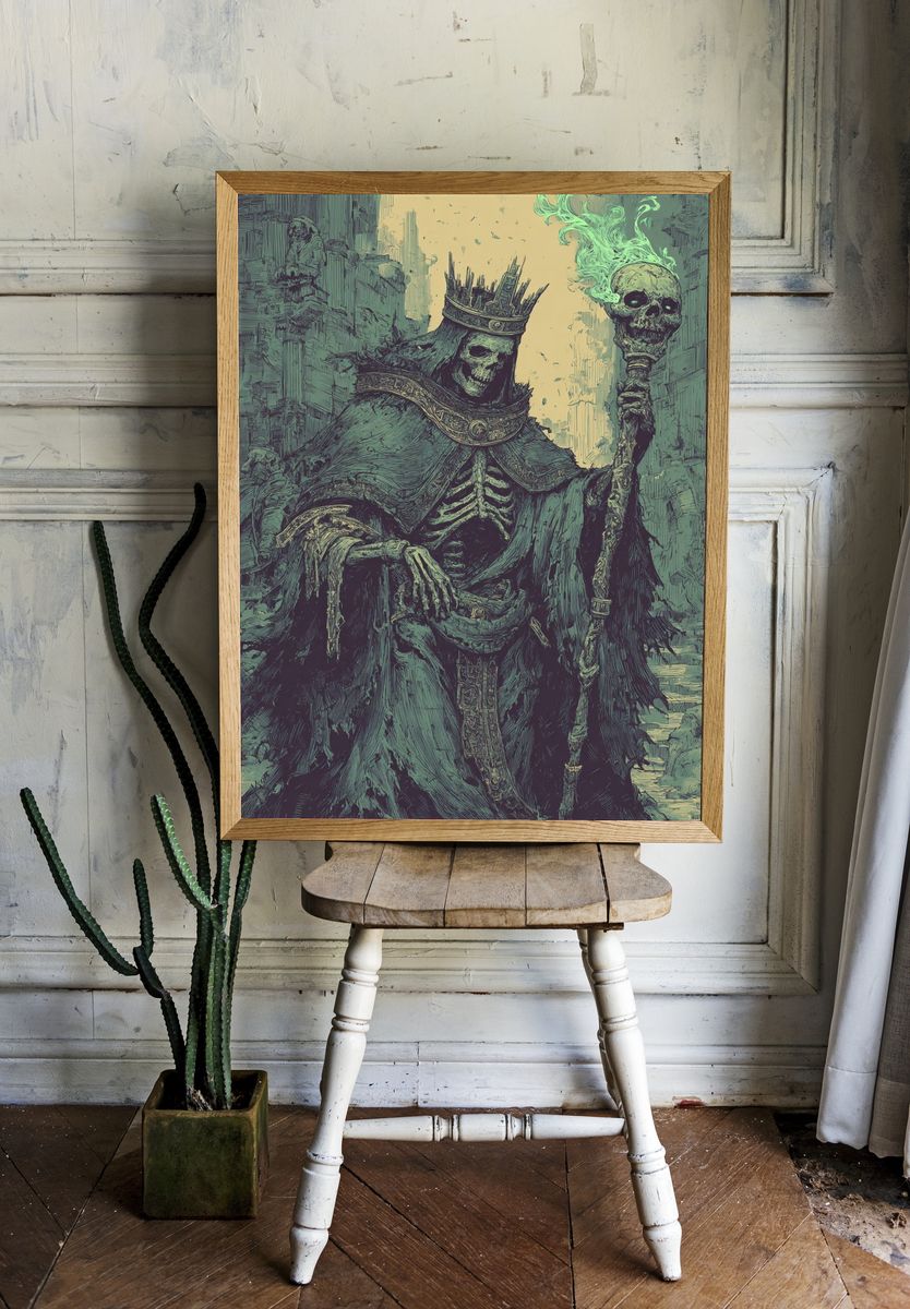 Skeletal King — Fantasy Art Print. — room view 1