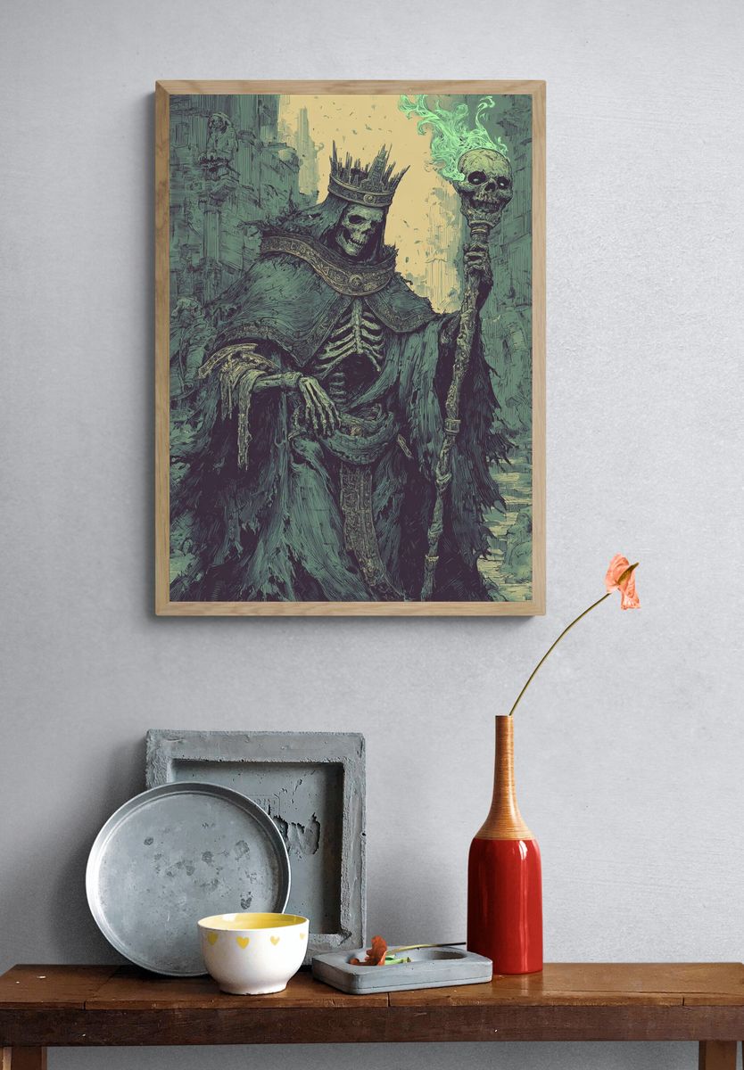 Skeletal King — Fantasy Art Print. — room view 3