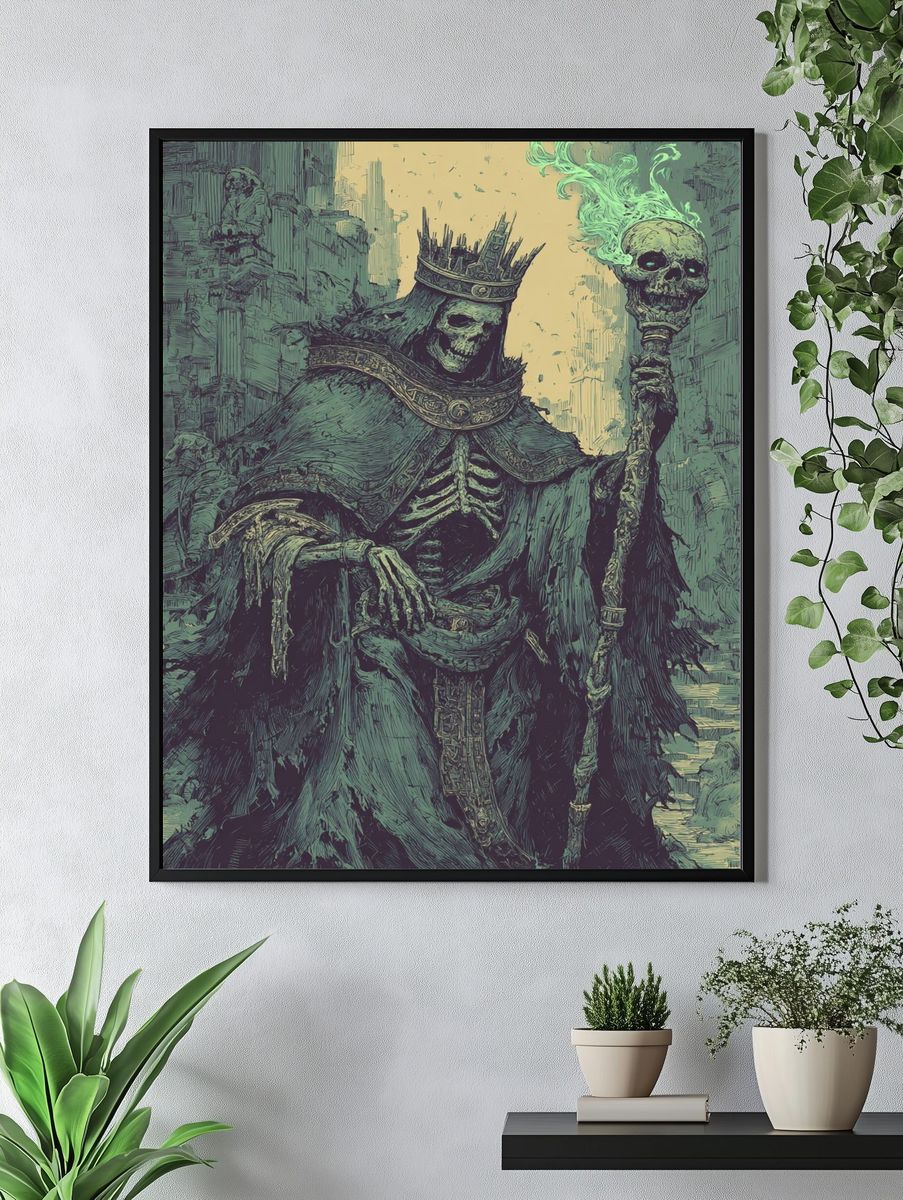 Skeletal King — Fantasy Art Print. — room view 4