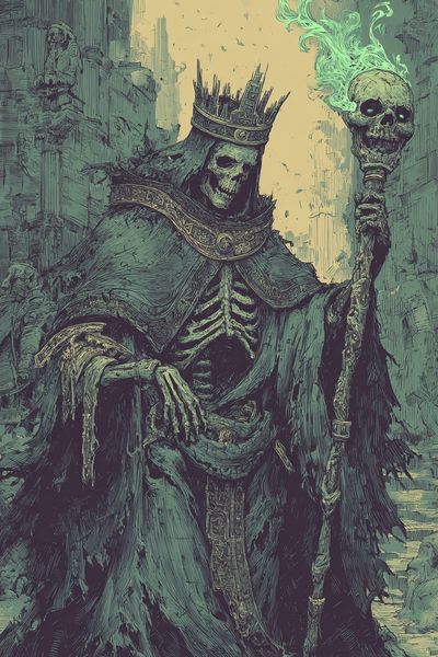 Skeletal King — Fantasy Art Print. poster print