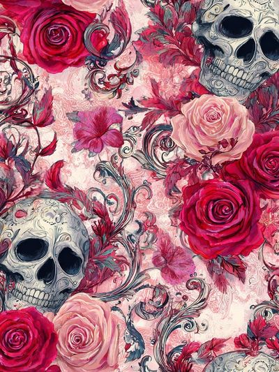 Skull and Roses — Gothic Art Print. poster print