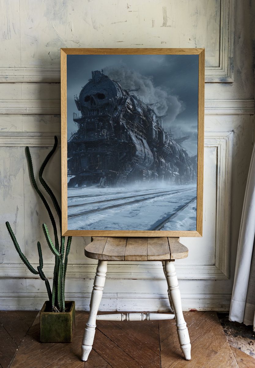 Skull Train — Surrealism Print. — room view 1