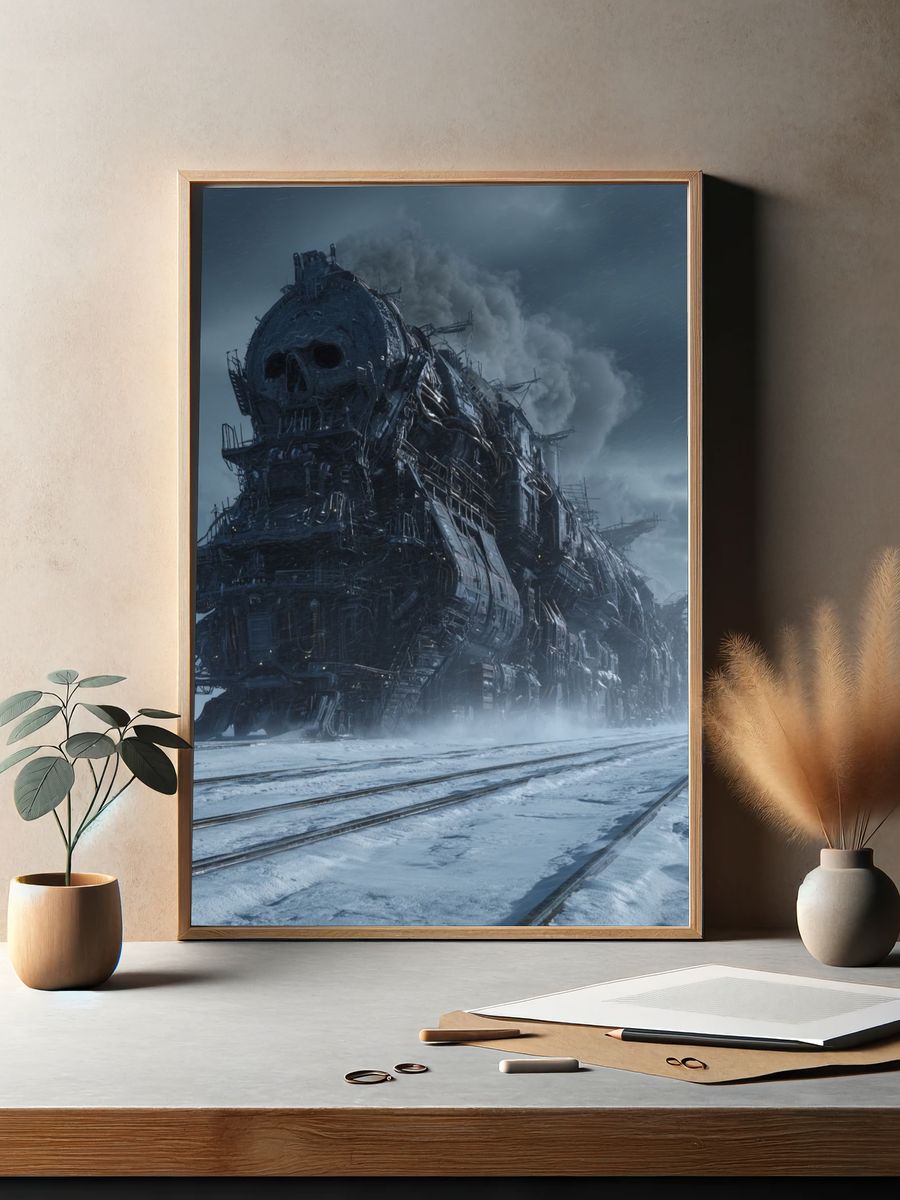 Skull Train — Surrealism Print. — room view 2