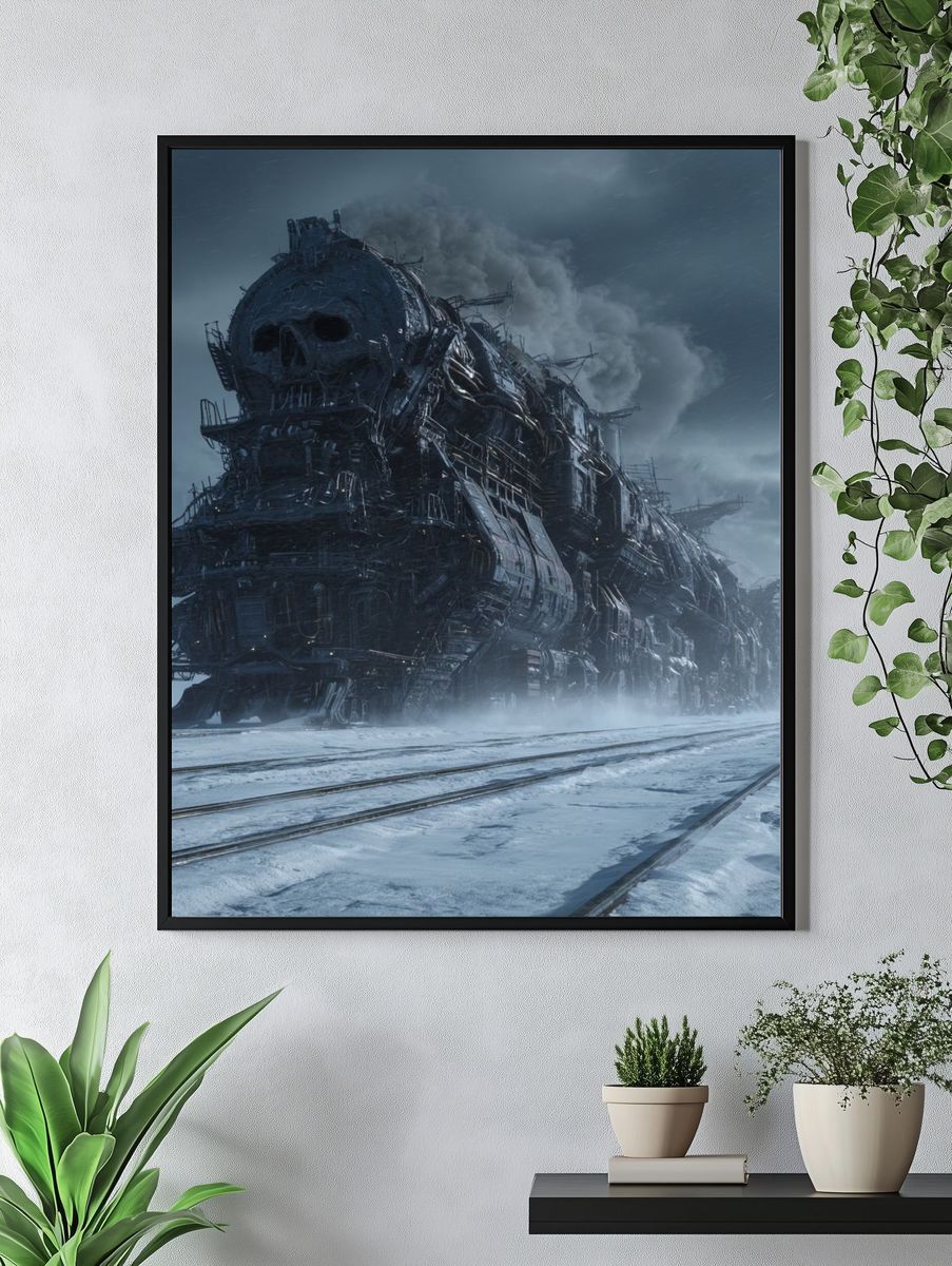 Skull Train — Surrealism Print. — room view 4
