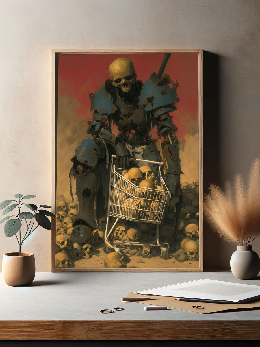 Skeleton Warrior — Surreal Art Print. — room view 2