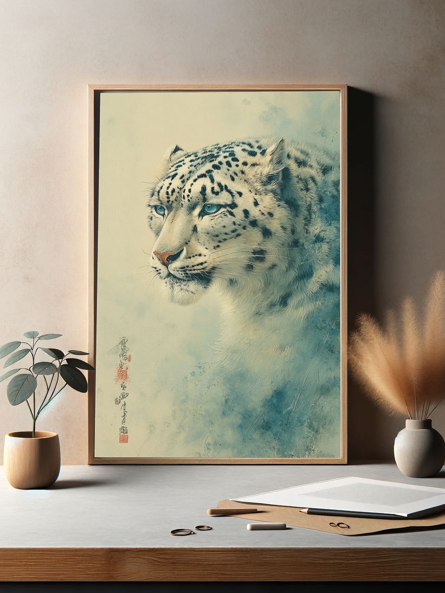 Snow Leopard Portrait — Fine Art Print. — room view 2
