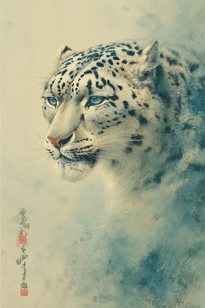 Snow Leopard Portrait — Fine Art Print. poster print