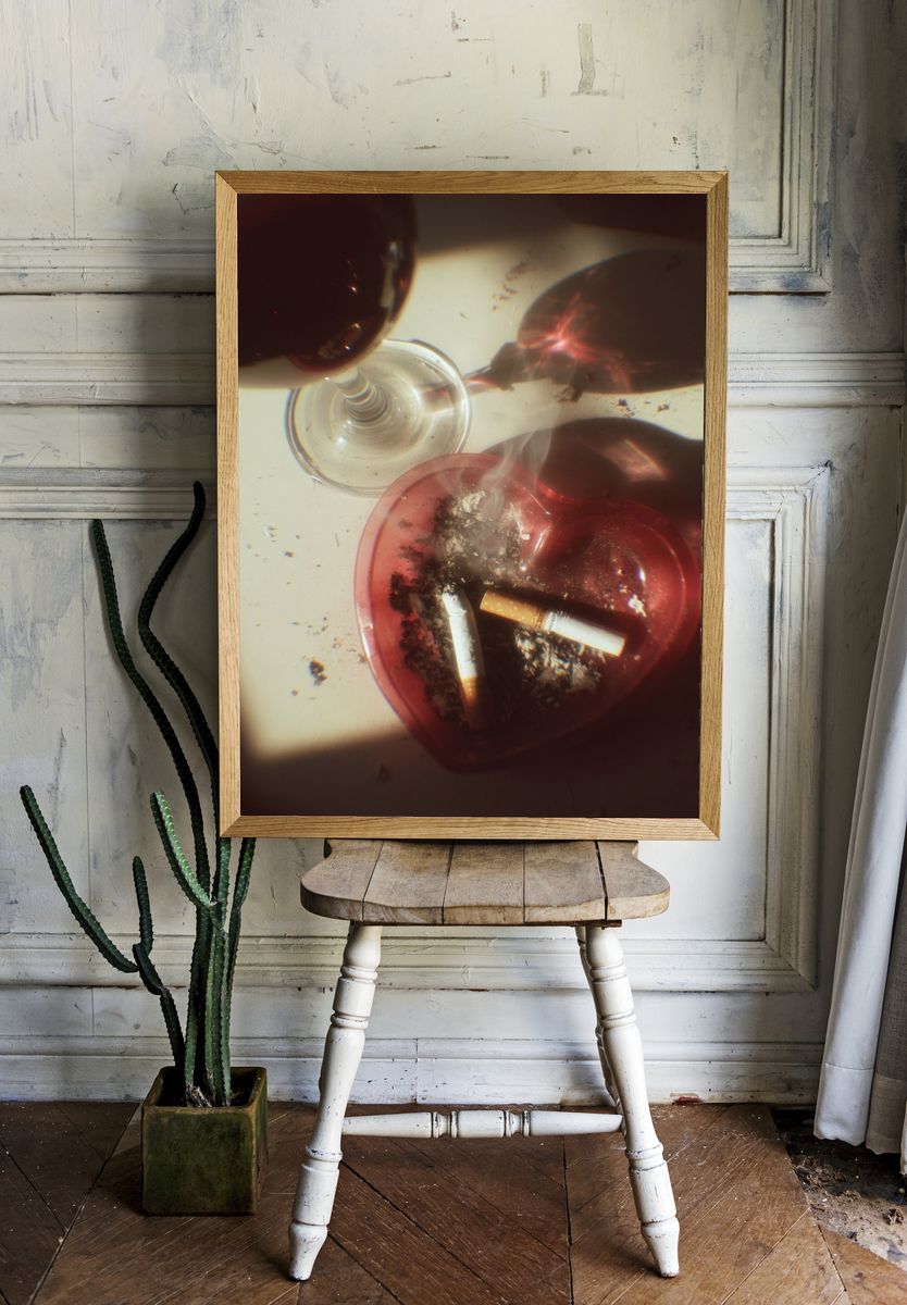 Cigarettes and Wine — Still Life Print. — room view 1